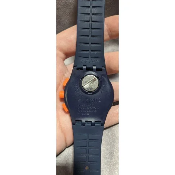Navy And Orange Swatch Watch - Picture 5 of 5